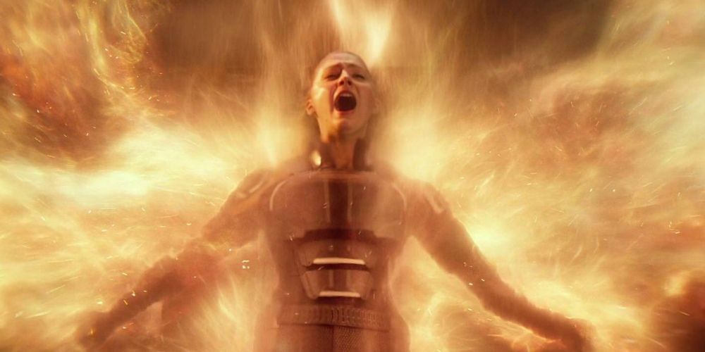 Jean Grey unleashing the power of the Phoenix Force in Dark Phoenix movie