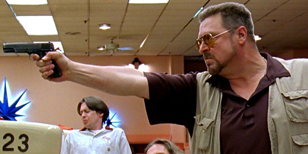 John Goodman pointing a pistol from The Big Lebowski.