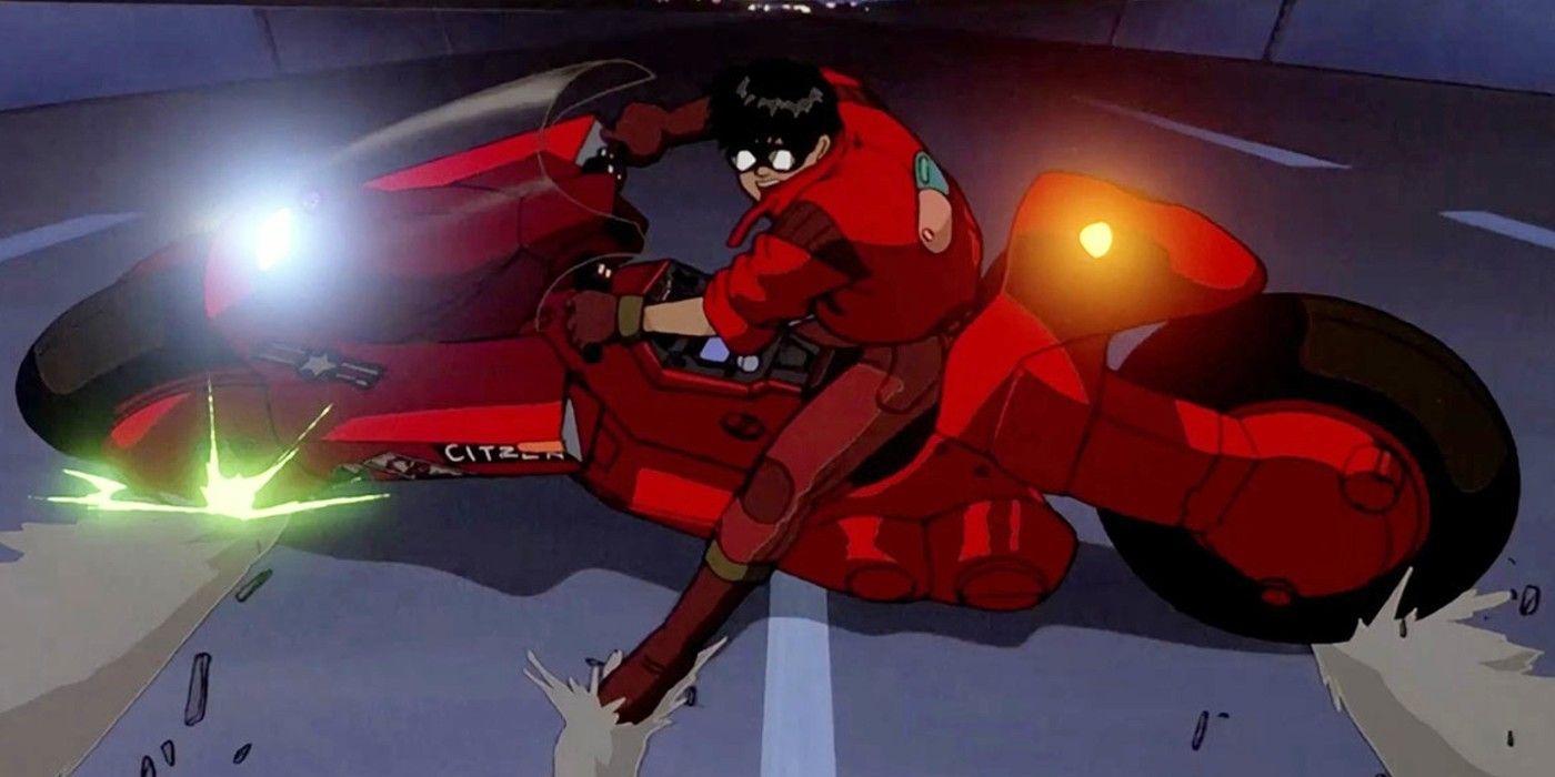 Kaneda slides his bike through Akira.