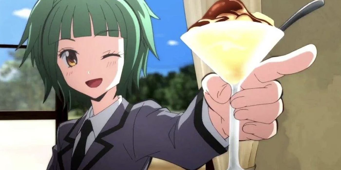 Kayano holding pudding in Assassination Classroom.
