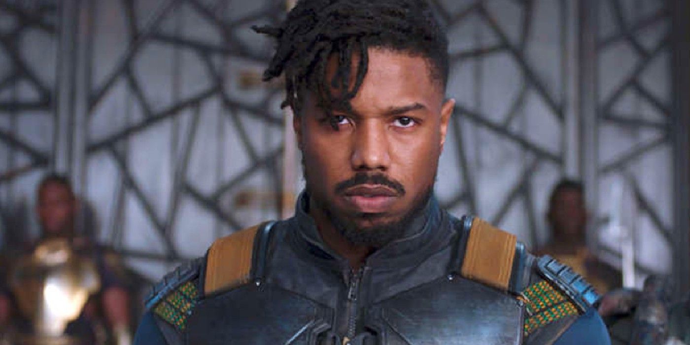 Killmonger is brought into the throne room in Black Panther.