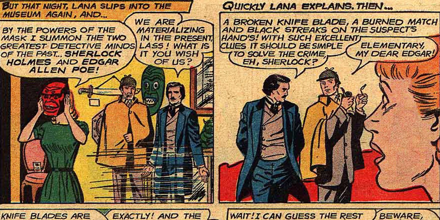 Lana Lang summons Sherlock Holmes and Edgar Allan Poe in Superboy comics