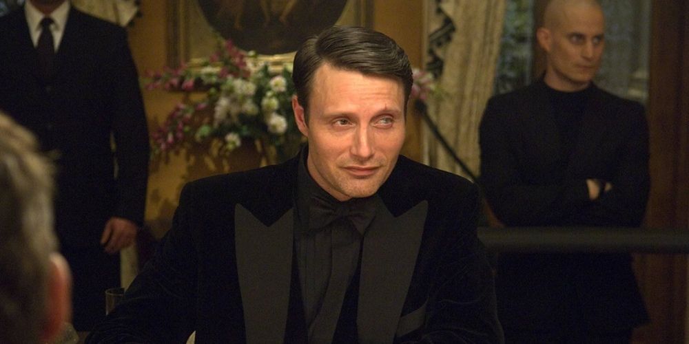 Le Chiffre playing poker against James Bond in Casino Royale