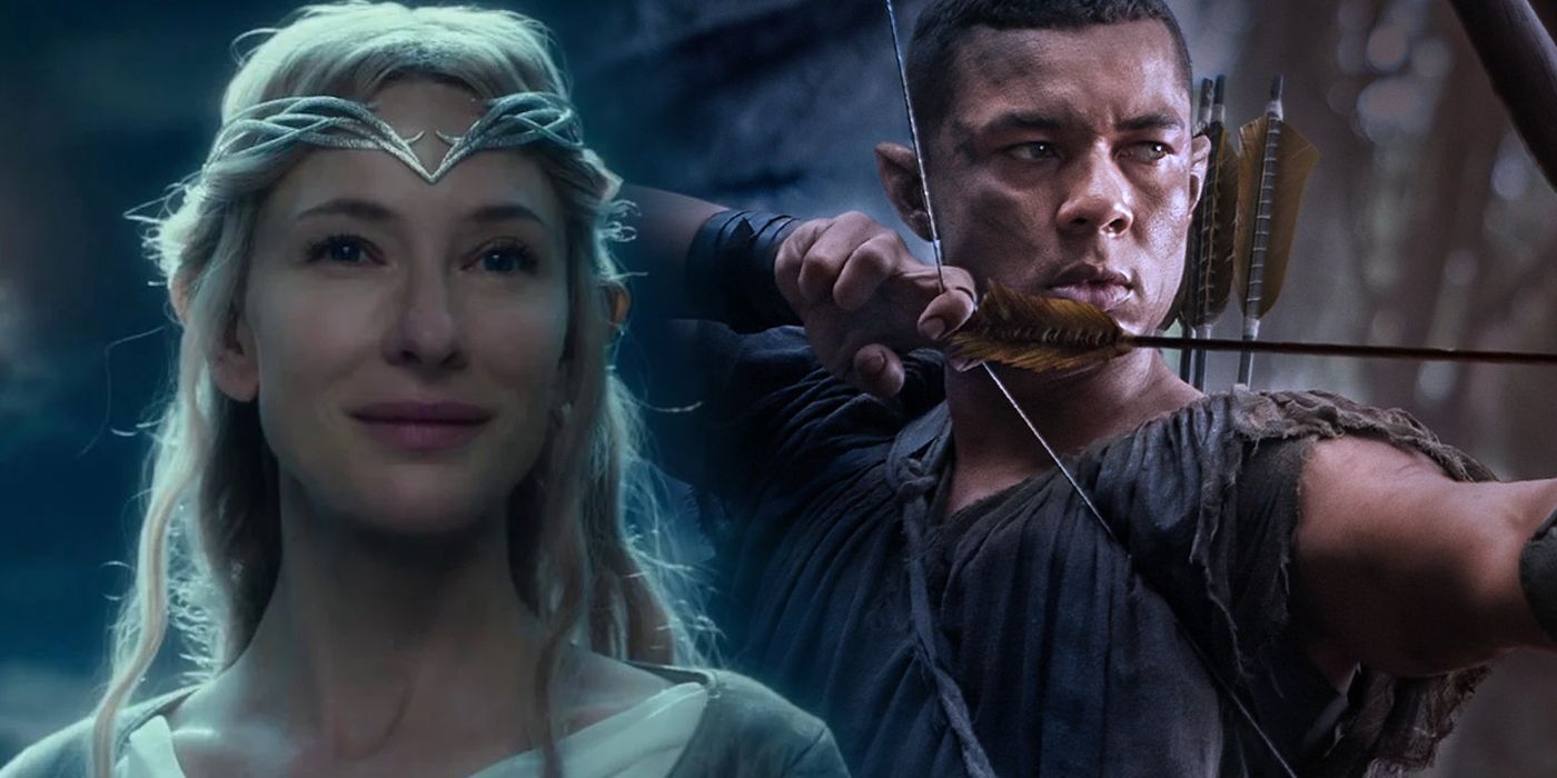 Galadriel from The Lord of the Rings and Arondir from The Rings of Power