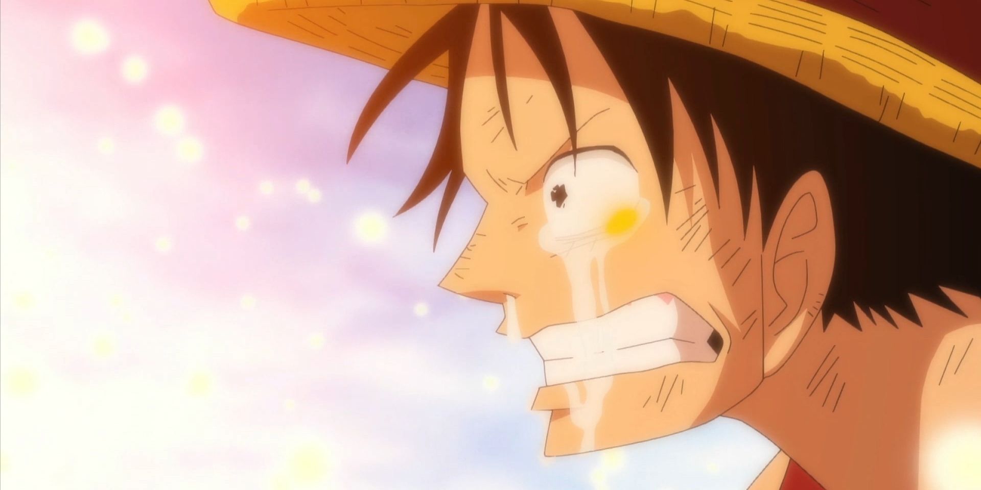 Luffy's side profile while crying