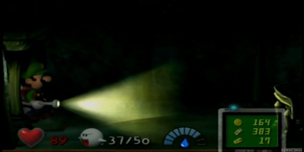 The very dark run to the breaker room in Luigi's Mansion game