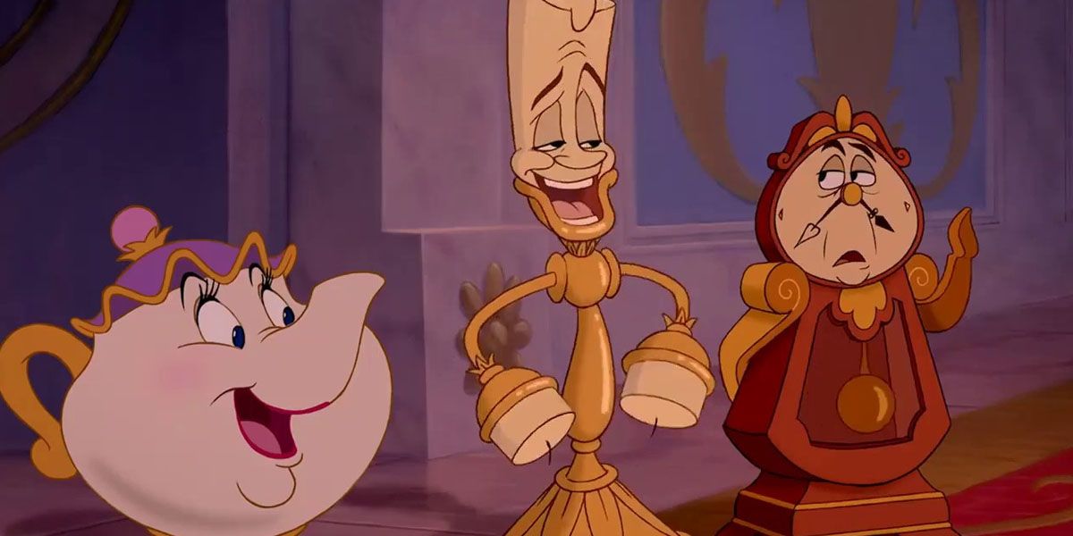 Lumiere, Cogsworth, And Mrs. Potts In Beauty & The Beast
