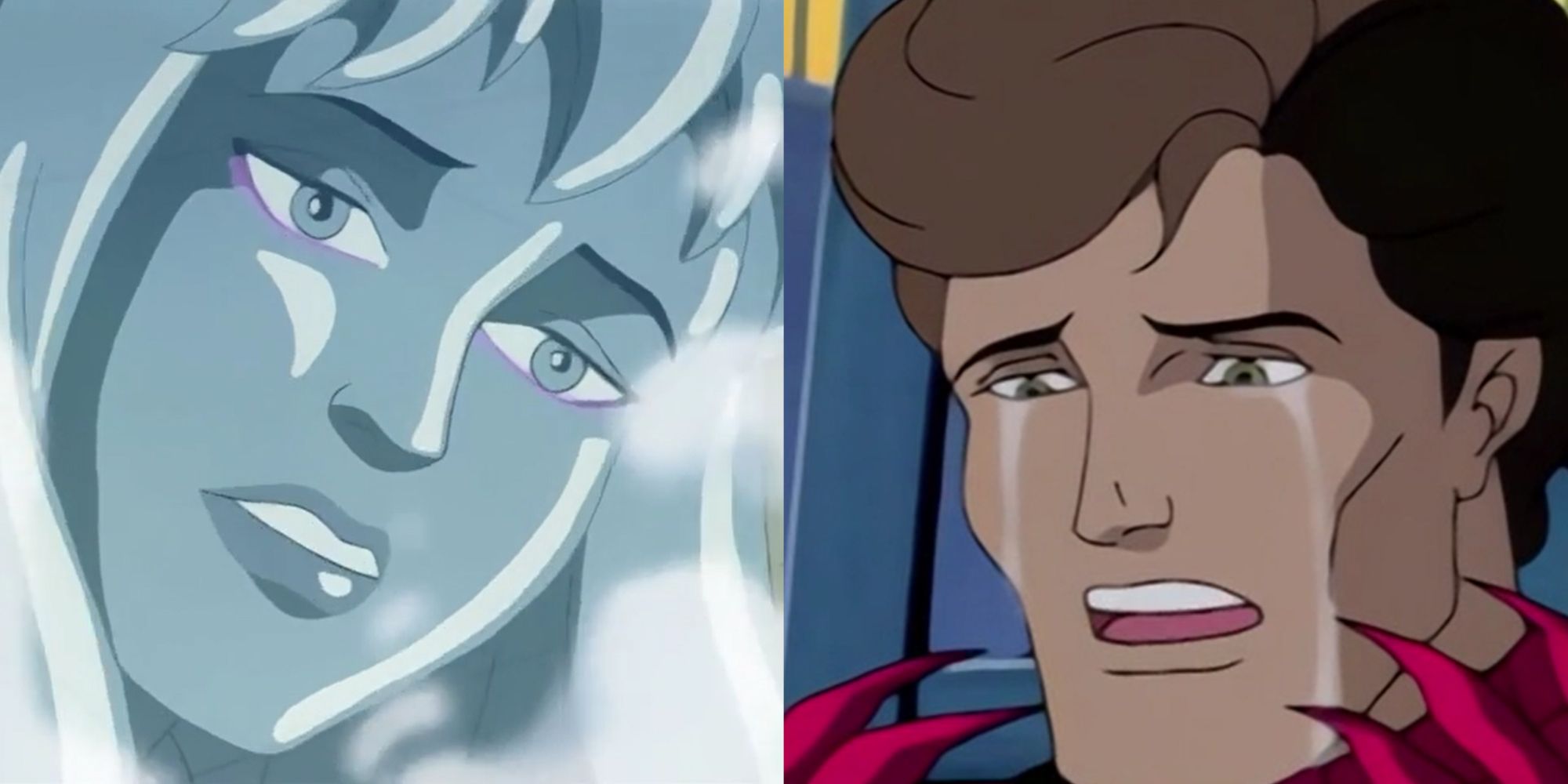 A split image of Mary Jane Watson's clone and Spider-Carnage from Spider-Man TAS.