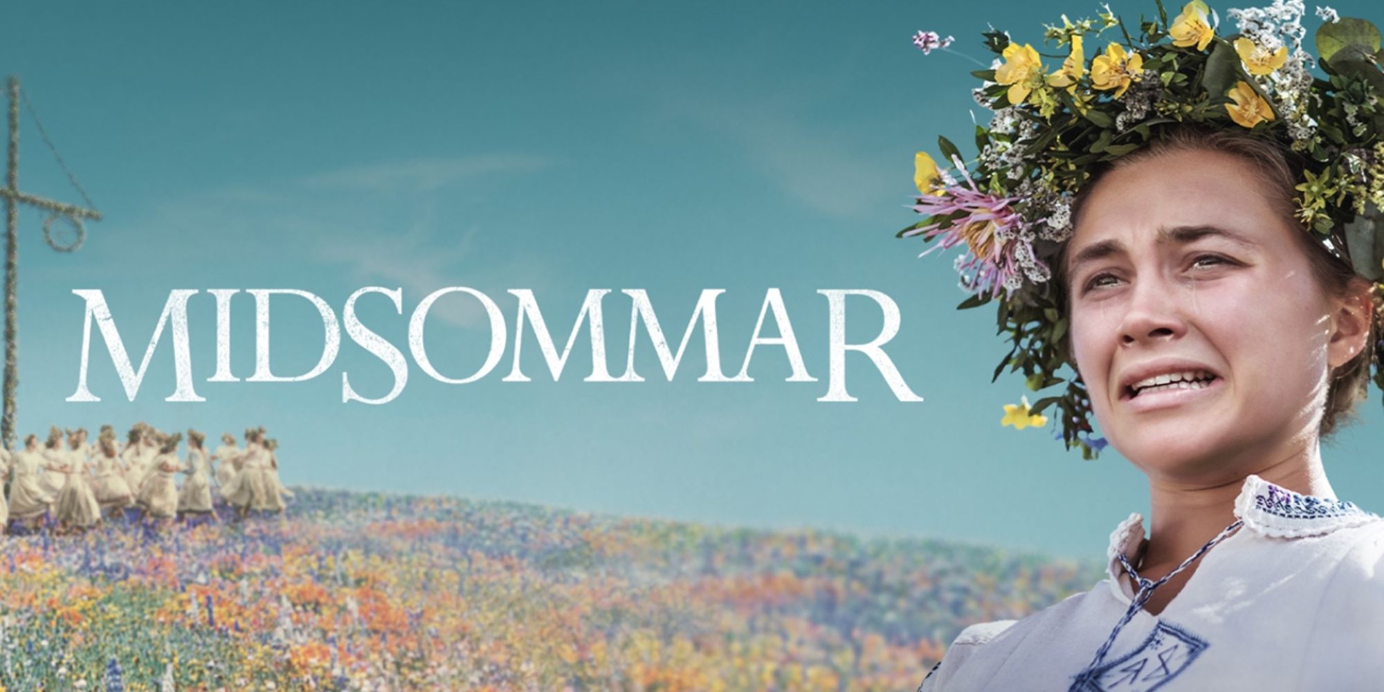 Florence Pugh with flowers in her hair in Midsommar