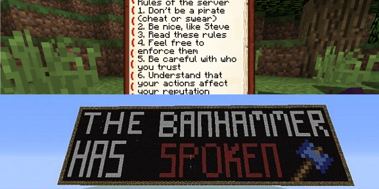 Minecraft server rules collage.