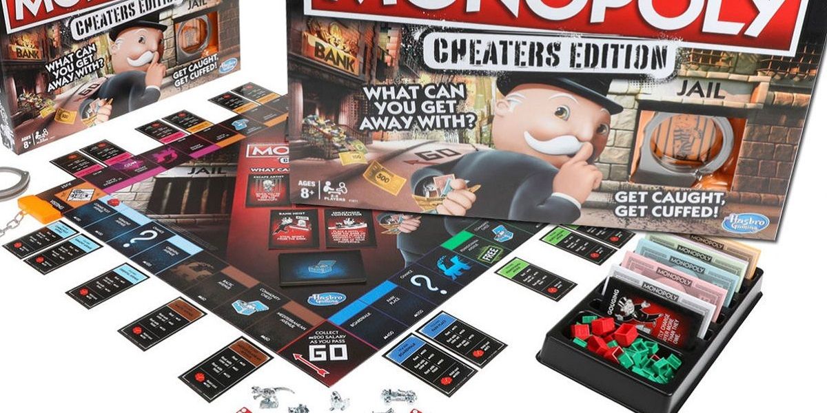 O tabuleiro e as peças para Monopoly Cheaters Edition.