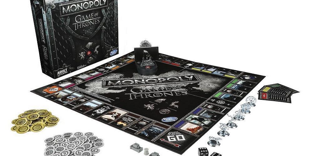 Jogo de tabuleiro Monopoly Game of Thrones configurado.