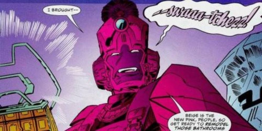 Mister Nebula, a large red cosmic being from DC Comics 