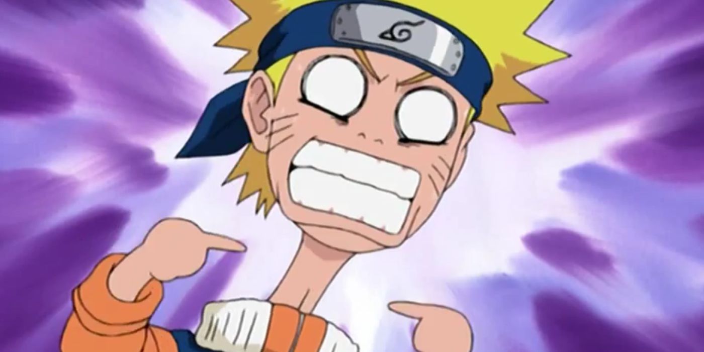 Naruto Uzumaki gritting his teeth in fear.