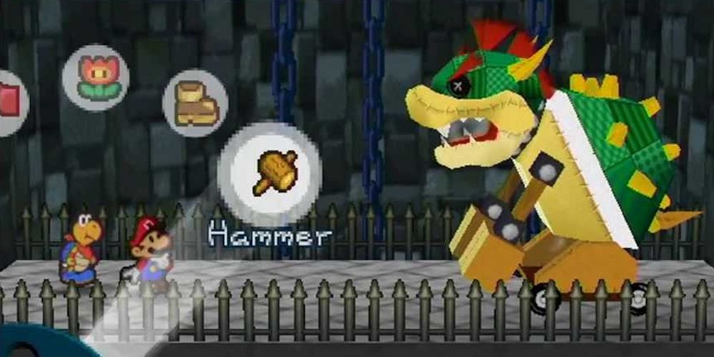 Turn-based battle gameplay in Paper Mario for Nintendo 64