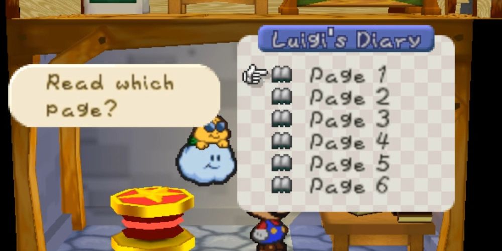 Mario goes through Luigi's Diary in Paper Mario Game