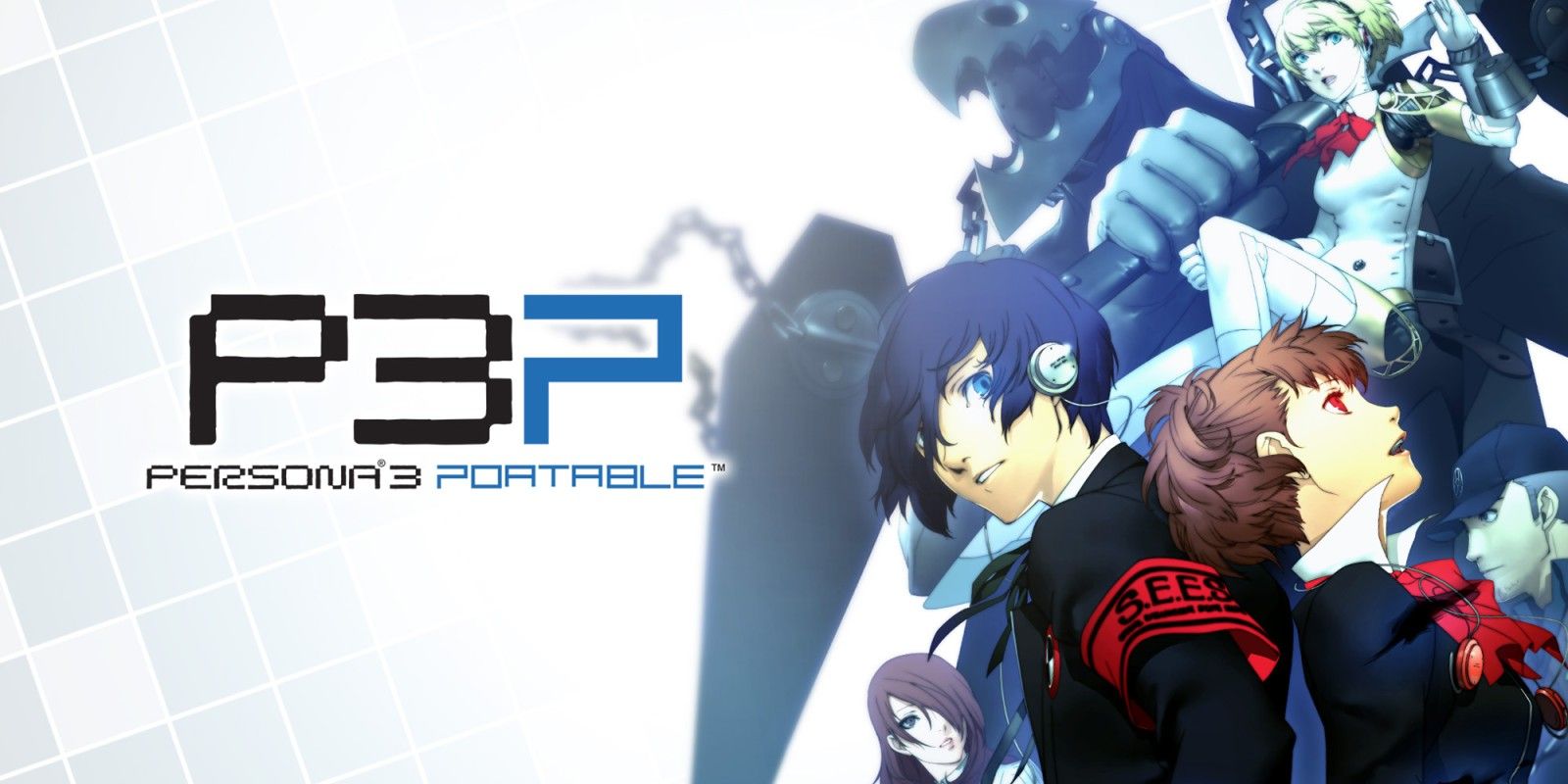 An image of promotional art for Persona 3 Portable showing the two key members of the SEES