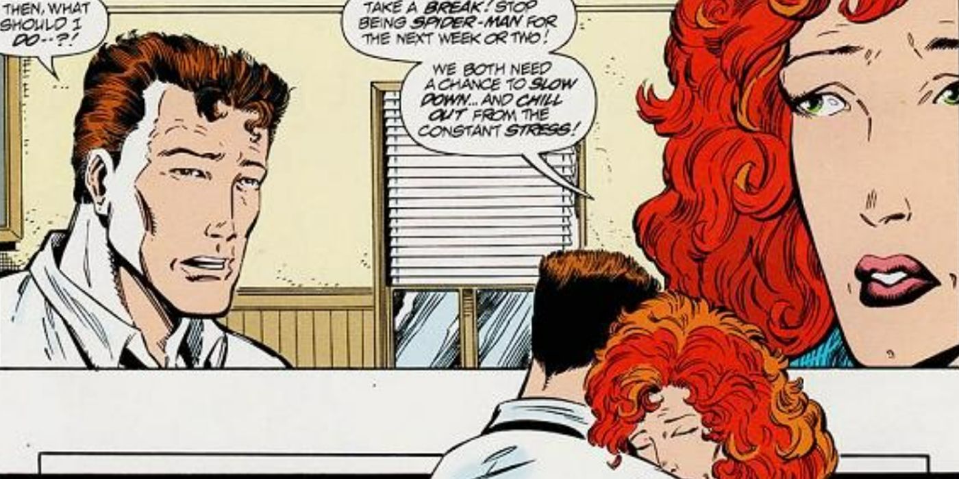 Peter Parker and MJ having an argument about Spider-Man