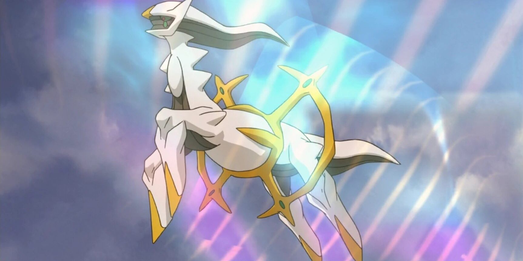 Pokemon anime Arceus leaping in the air