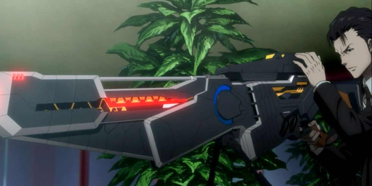 Dominator Gun Fires At Its Target In Psycho-Pass Anime
