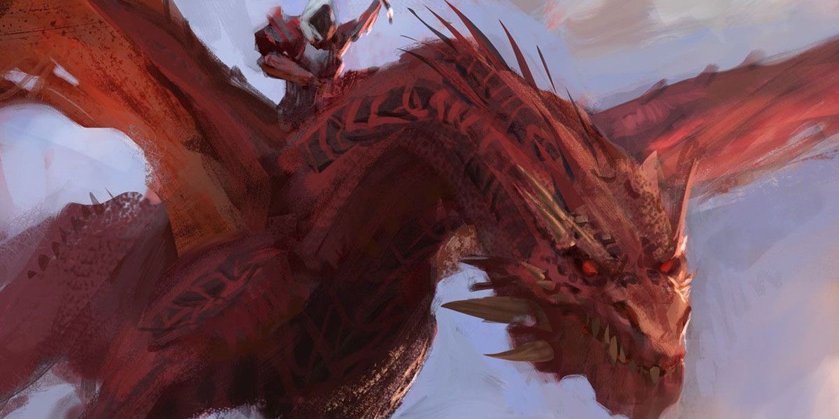   Un Dragon Rouge Avec Un Cavalier À Capuchon Dans Dnd 5E