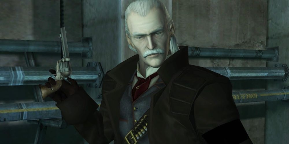 Revolver Ocelot conversando com Solid Snake em Metal Gear Solid