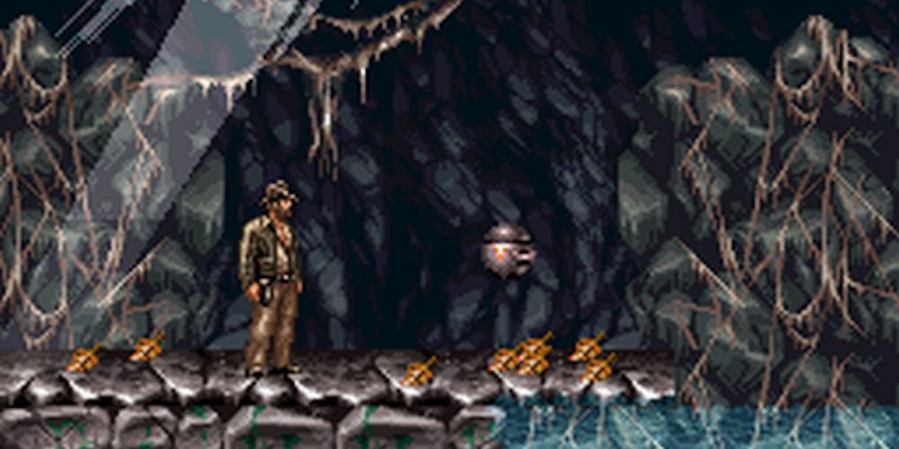 Indiana Jones Explores Cave In Indiana Jones Greatest Adventures Super Nintendo Game