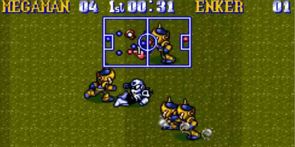 Mega Man Soccer Match in Super Nintendo Game