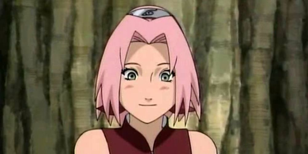 Sakura Haruno blushes in Naruto Shippuden.
