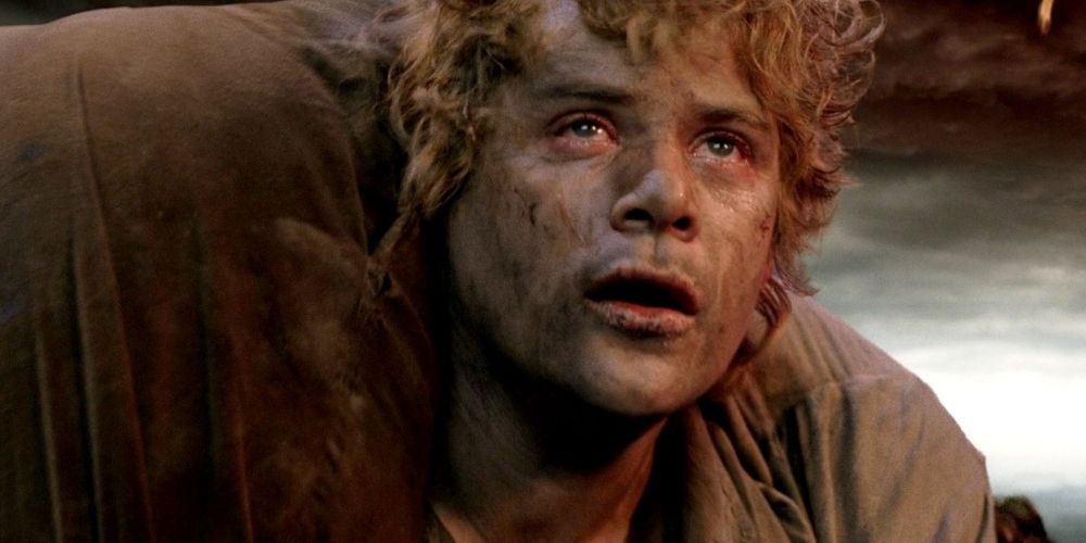 Samwise Gamgee carregando Frodo até a Montanha da Perdição em O Senhor dos Anéis: O Retorno do Rei