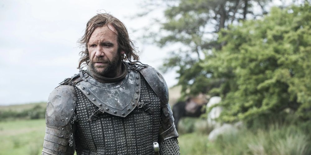 Sandor Clegane, The Hound in Game of Thrones, looks to the side.