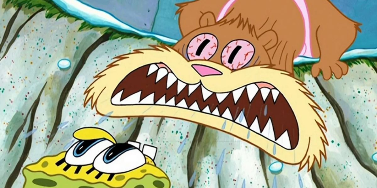Sandy roaring at SpongeBob from SpongeBob SquarePants.