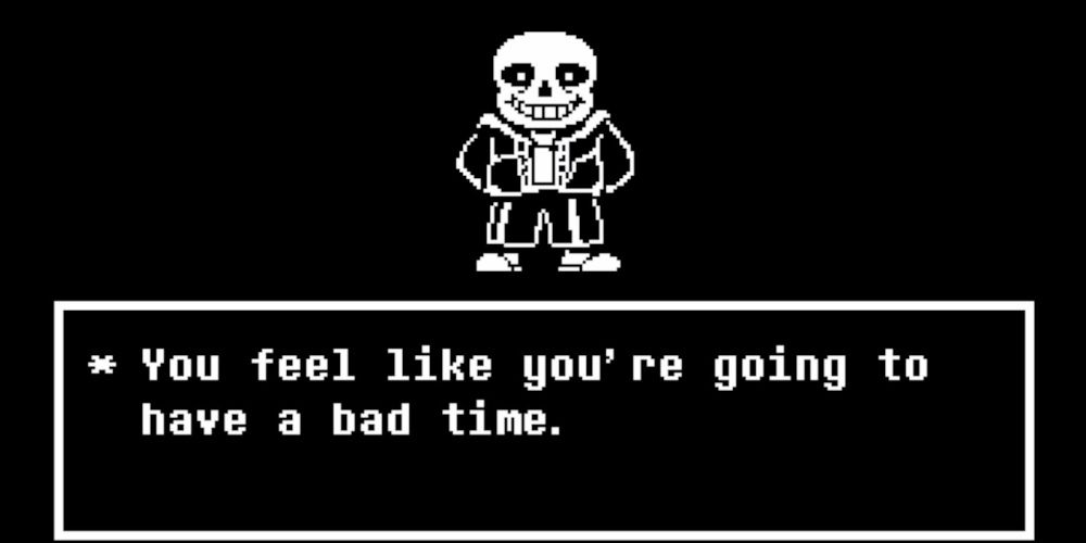 The boss fight against Sans in the Undertale Genocide route