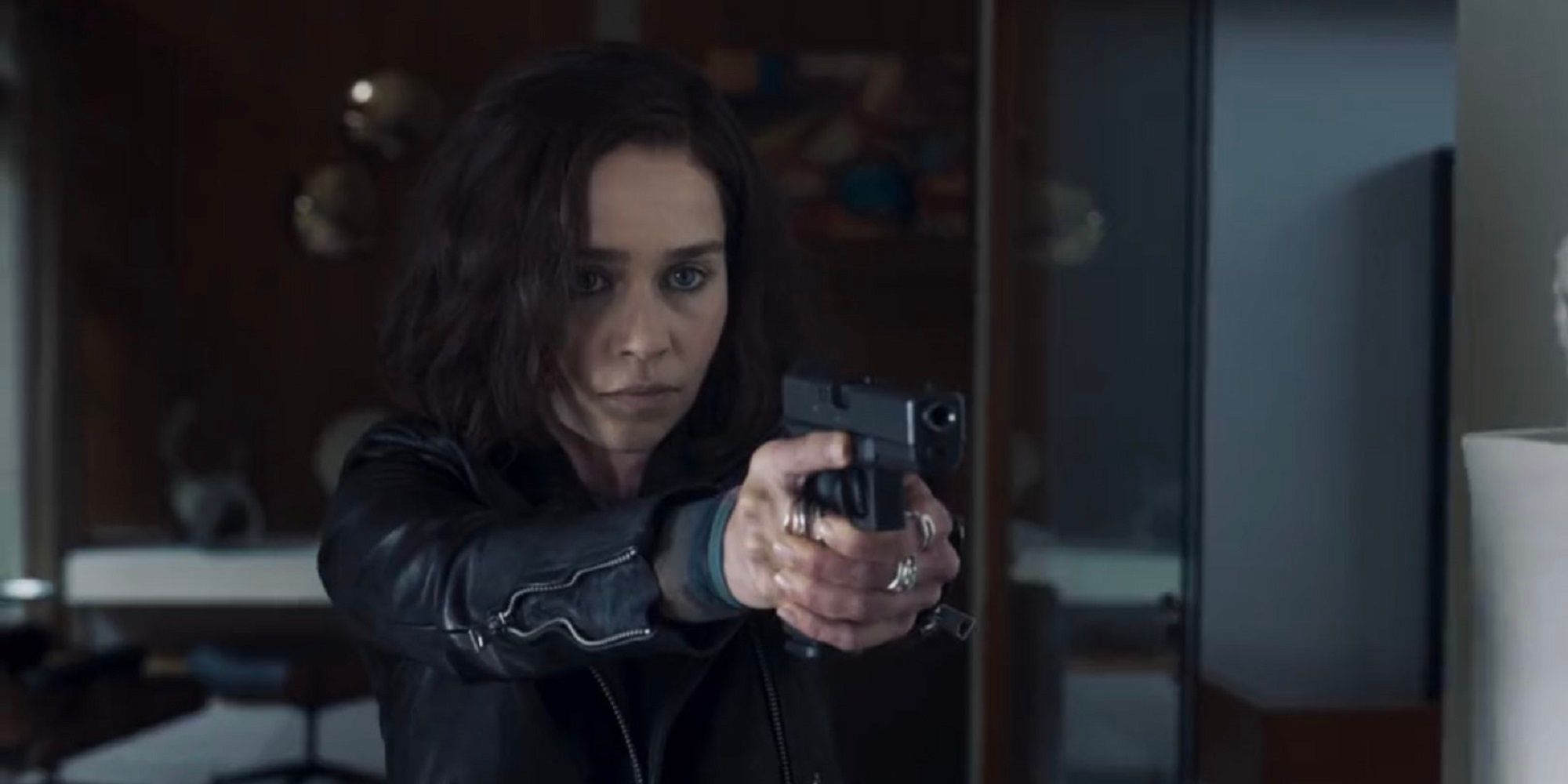 G'iah (Emilia Clarke) pointing a gun in Secret Invasion