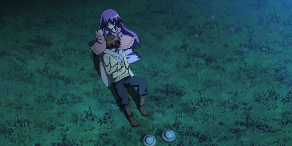 Sheele comforting Tatsumi in Akame ga Kill