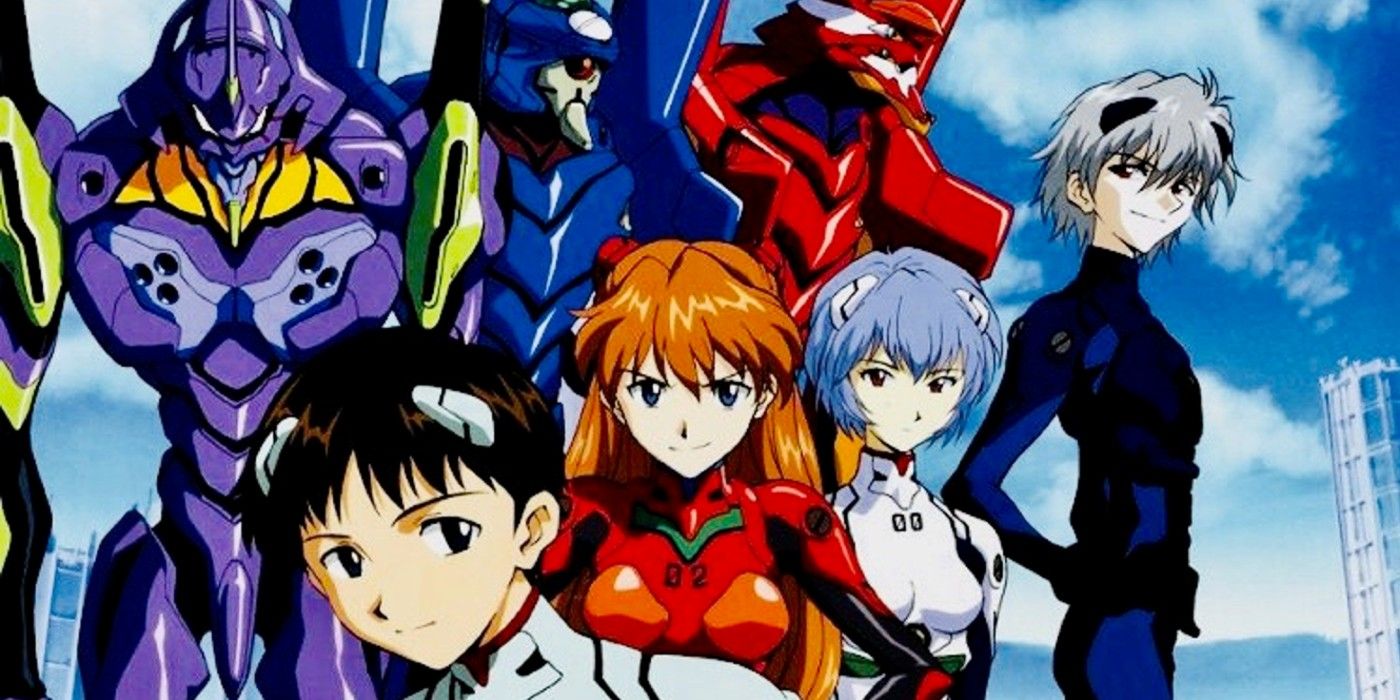 Shinji and his fellow pilots in Neon Genesis Evangelion.