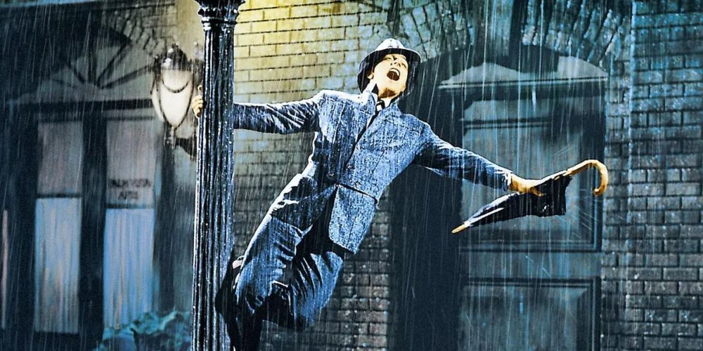 The lamppost swing from Singing in the Rain movie
