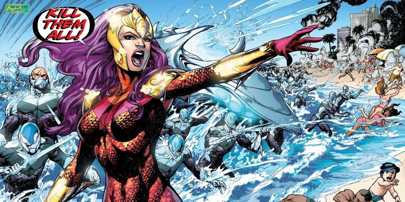 DC's Siren (Hila) commands an Atlantean force to attack a beach