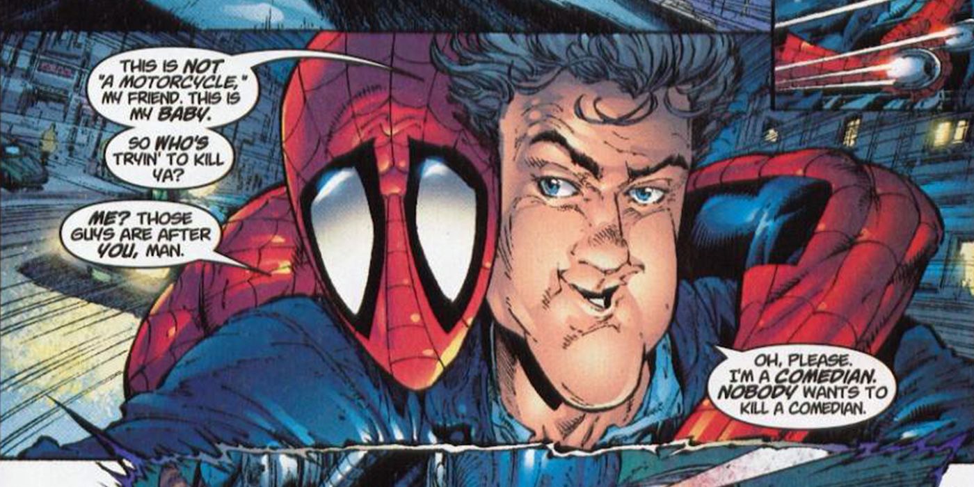 Spider-Man rides with Jay Leno in Marvel Comics