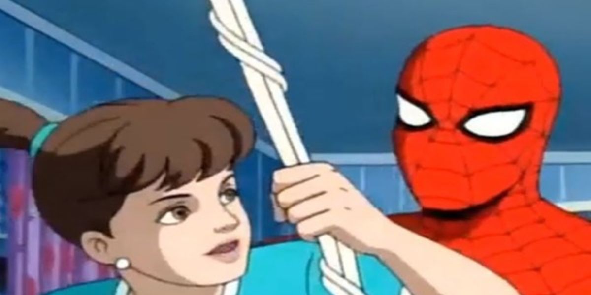An image of Spider-Man pushing Taina on a swing from Spider-Man TAS.