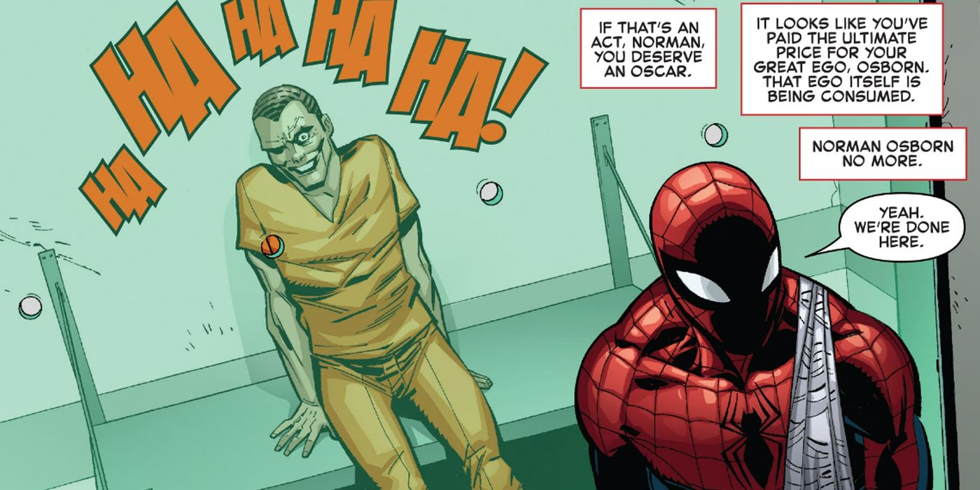 Spider-Man walking away from Norman Osborn as Cletus Kasady