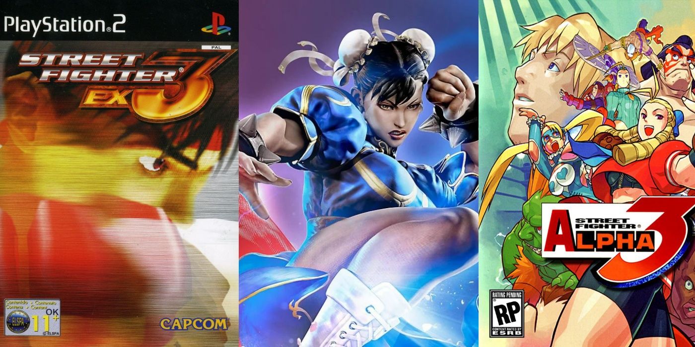  A split image of Street Fighter for PlayStation, Chun Li, and Street Fighter Alpha 3 promotional art