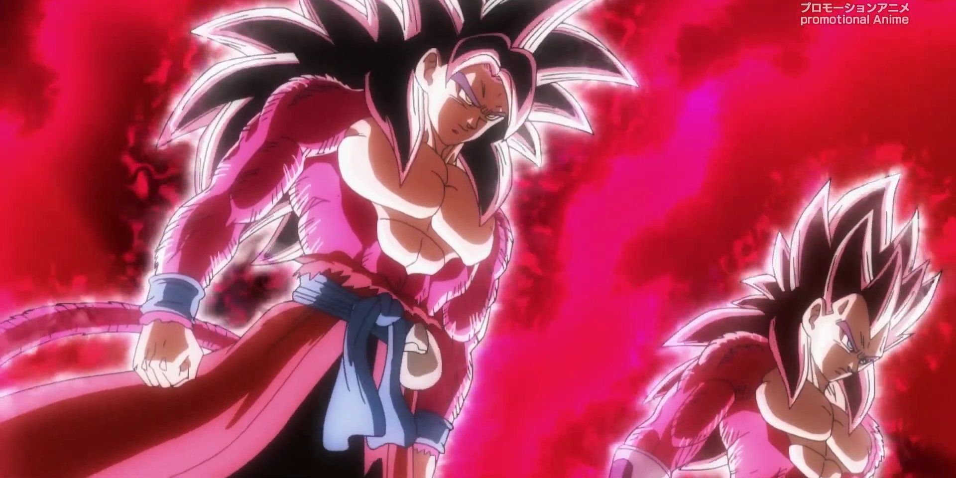 Super Full Power Saiyan 4 Limit Breaker Xeno Goku and Xeno Vegeta in Super Dragon Ball Heroes.
