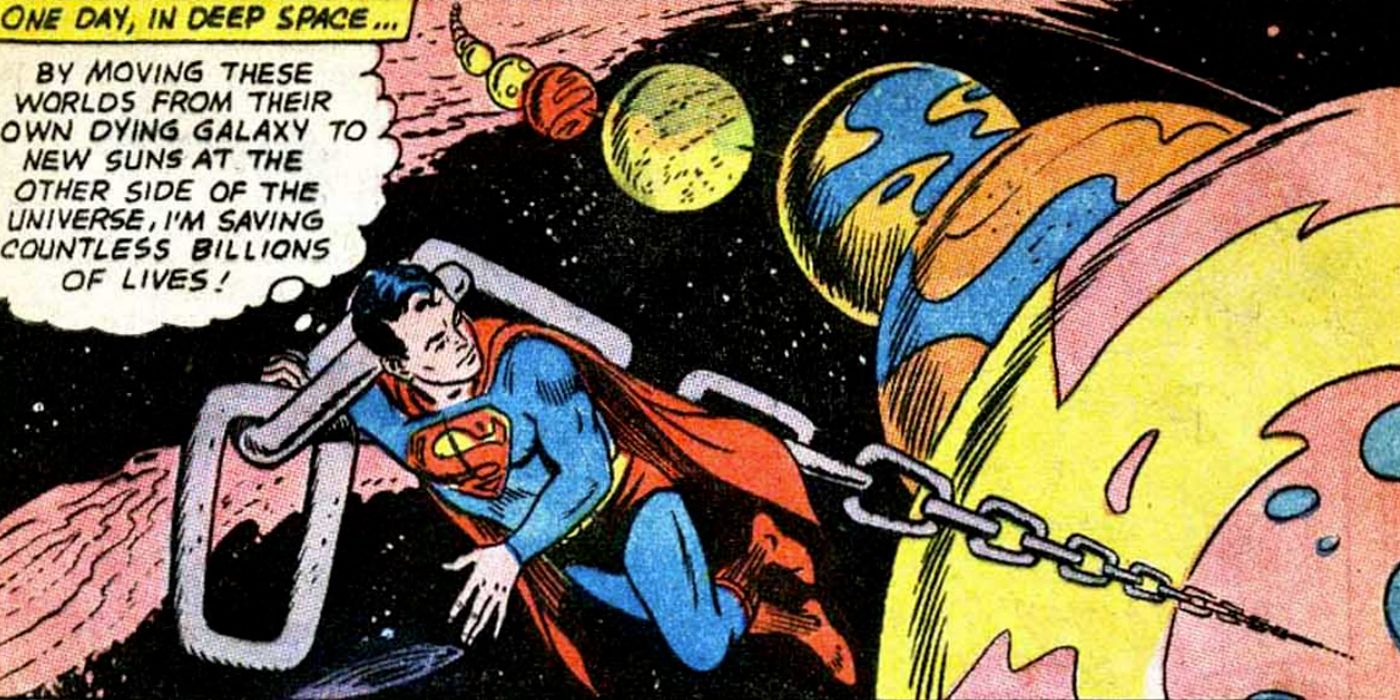 Superboy moving an entire galaxy's worth of planets