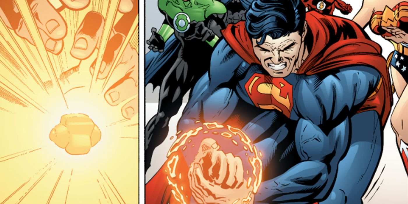 Superman containing a black hole in his hands