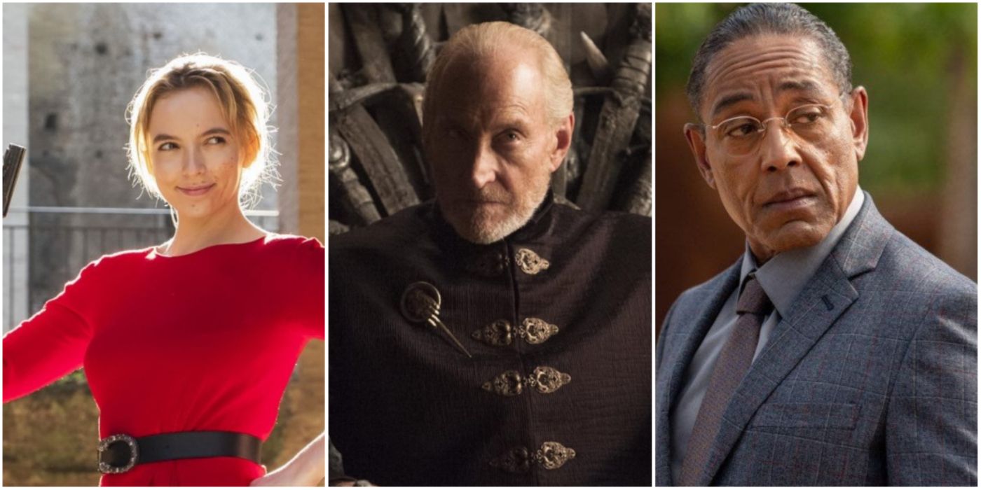 TV villains fans respect list featured image Villanelle, Killing Eve; Tywin Lannister, Game of Thrones; Gus Fring, Breaking Bad Better Call Saul