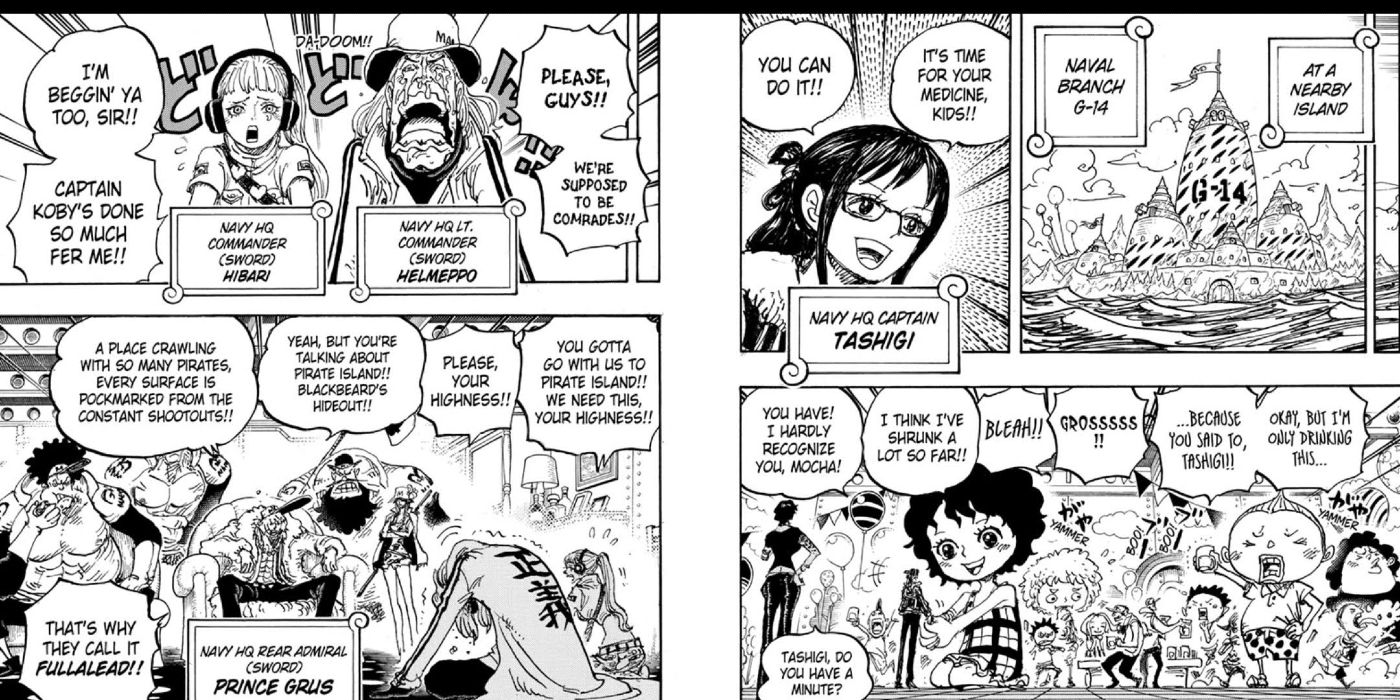 Tashigi giving medicine in One Piece