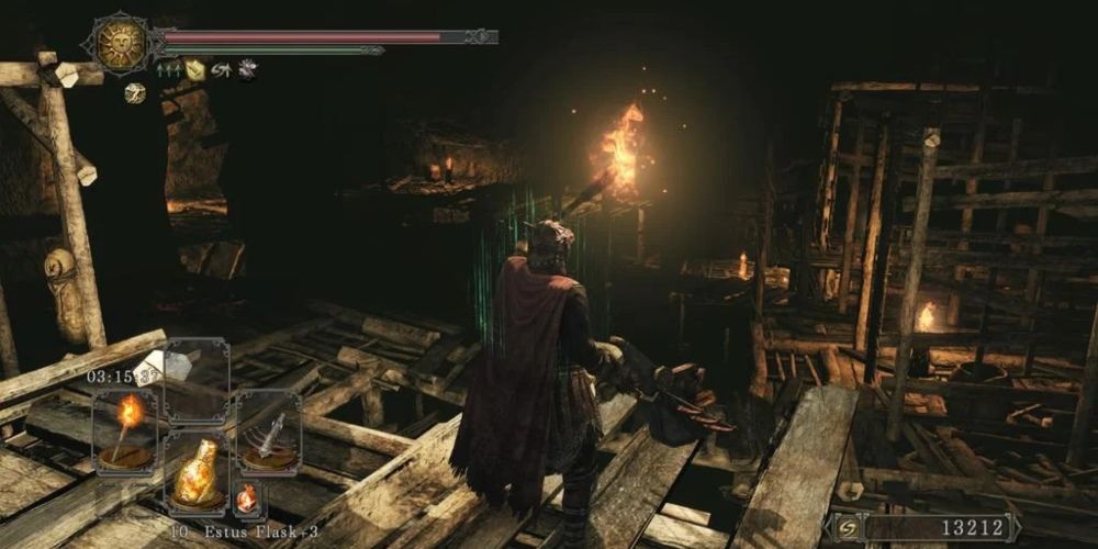A player exploring The Gutter in Dark Souls II