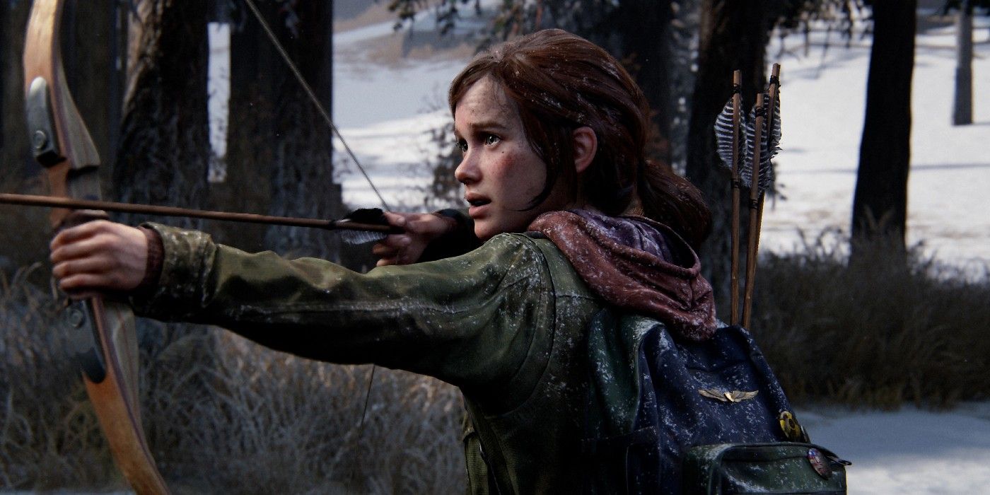 Ellie with her bow in The Last of Us Part I Remake.