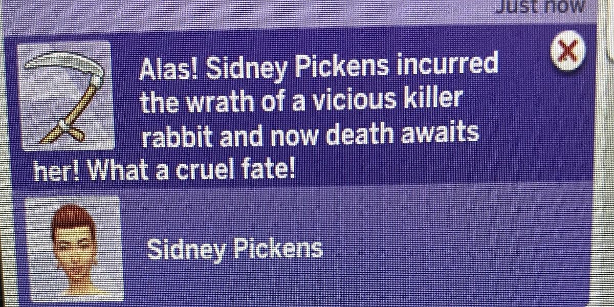 Death by rabbit in The Sims 4